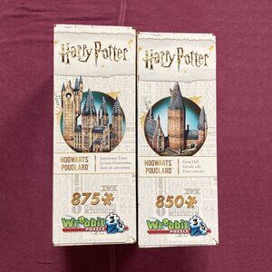 2 Harry Potter Wrebbit 3D Puzzles. Great Hall, Astronomy Tower, 850 + 875 Pieces